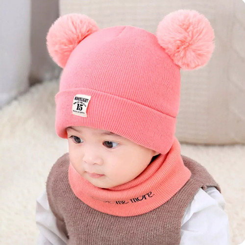 3 Set Conjunto Gorro Bufanda Bebé Redondos Oso Invierno Frío