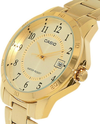 Reloj Casio Dama Ltp-v004g-9b Calendario Dorado Original