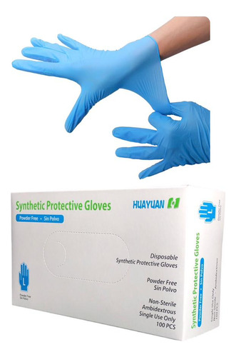 Guante De Nitrilo Sin Polvo Vinil Libre De Latex Azul 1000pz
