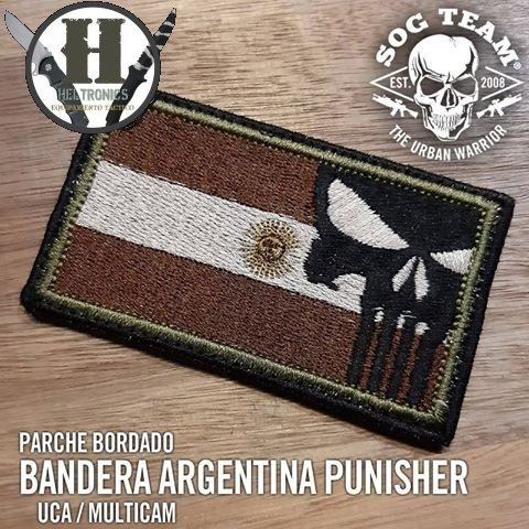 Parche Bordado Abrojo Bandera Argentina Multicam Punisher