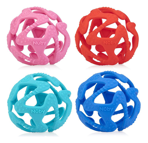 Nuby Pelota De Mordedor 100% Silicona Tuggy, 6 Meses, Los Co