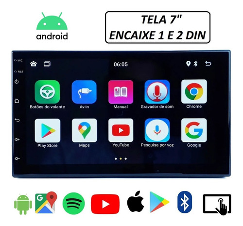 Central Multimidia H-tech Ht-6722 7pol 1din 2din Android 11
