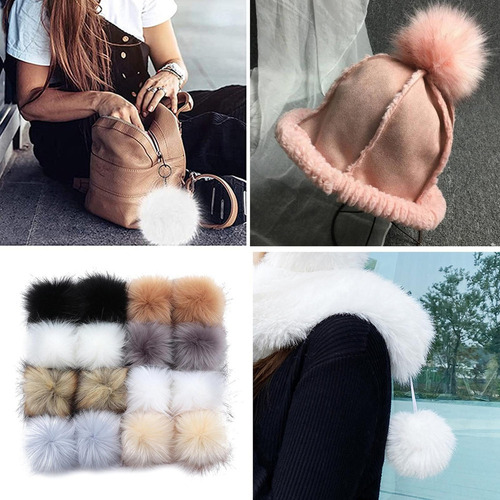 Pompones Para Gorro De Tejer Manualidades 16 Piezas 8cm A