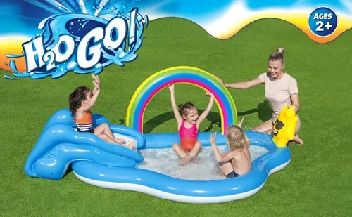 Piscina hinchable con tobogán y juegos bolas