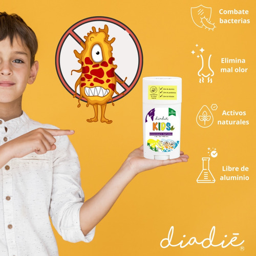 Imagen 4 de 10 de Diadie 3pack Desodorante Natural Kids.para Niños. Unisex