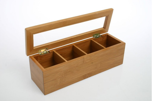 Imagen 2 de 3 de Caja De Te En Madera De Bambu 4 Divisiones