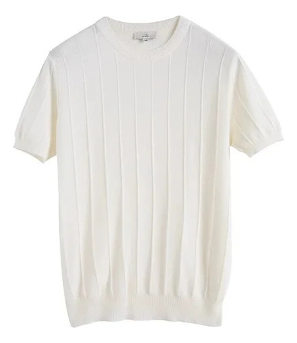 Camiseta De Punto De Verano Con Cuello Redondo Y Manga Corta