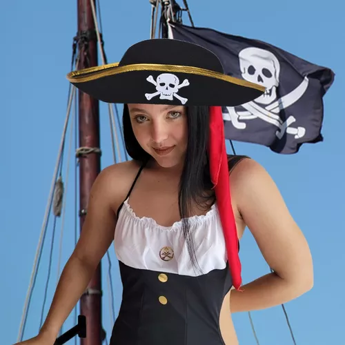 Boland 81901 - Sombrero pirata Fanny para adultos, negro y dorado, pirata,  sombrero, disfraz, carnaval, fiesta temática : : Juguetes y juegos