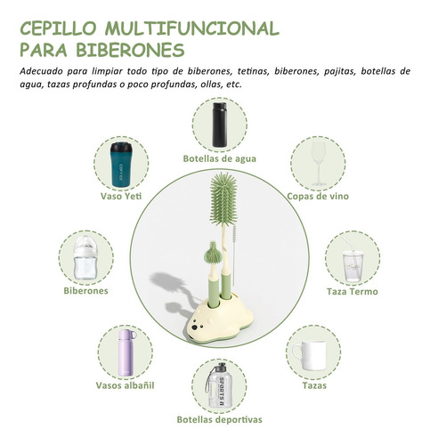 Cepillo Biberones,kit De Cepillos Para Biberón Con 3 Formas