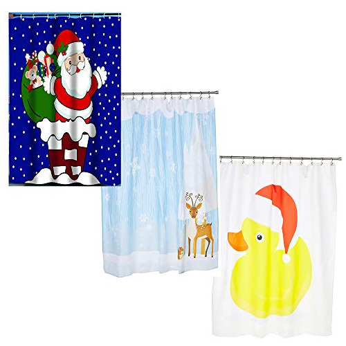 Clavel Navidad Cortina De Ducha 3 Pack 1 Cada Navidad S...