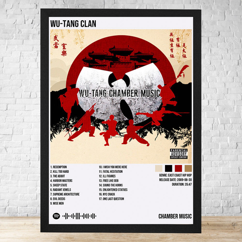 Cuadro Wu Tang Clan Chamber Music 30x40 Cm C106 Negro Clasico
