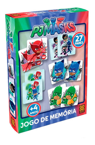 Jogo De Memória Infantil 27 Pares - Pj Masks - Grow 3523