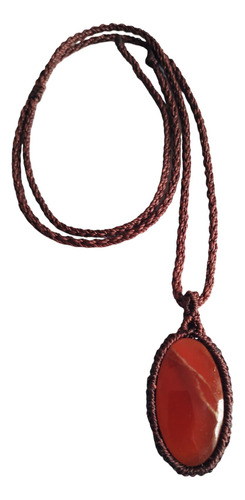 Ónix Rubi O Rojo, Collar Piedra. Macramé. Cordón Regulable.