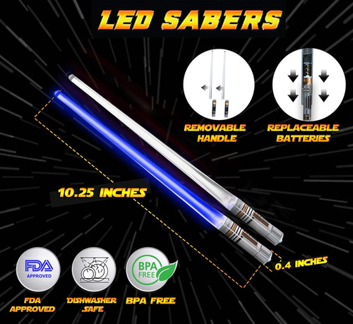 Lightsaber Chopsticks Light Up Star Wars Led Glowing 4 Pairs
