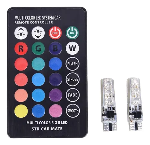 comprar Par Led T10 Pellizco Rgb A Control Estrobo Hyperled Cambus