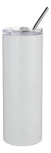Termo Skinny Promocional 20oz Para Sublimación Con Popote Color Blanco