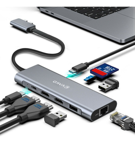 Adaptador Hub Vako Usb C Para Macbook Pro 13 A2338 M1 / M2