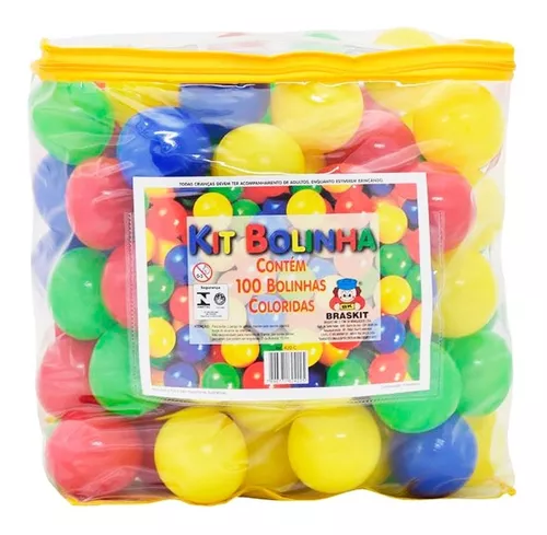 Bolsa com Bolinhas - Kit 100 Bolinhas Coloridas de Plástico - Braskit