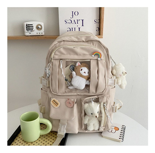 R Mochila Impermeable Kawaii Coreano 17 Pulgadas Mujer