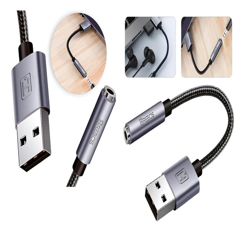 Placa De Som Usb P2/3 Fone Microfone Pc Notebook Dell