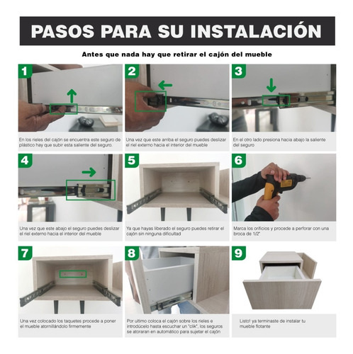 Repisa Flotante Moderna Buro Revistero Con Cajón Derecho