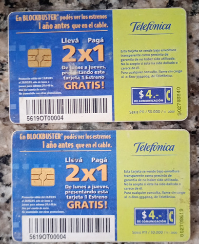 Antigua Lote 2 Tarjetas Telefónicas (Usado)