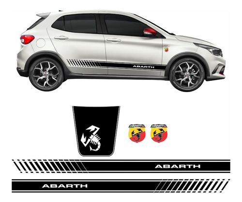 Adesivos Fiat Argo Abarth Faixa Lateral Capô E Emblema Arg15