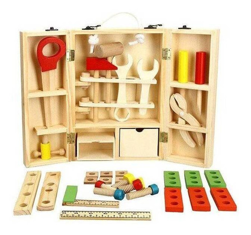 Valija Caja Herramientas Madera Montessori 34 Pcs Ltf Shop 