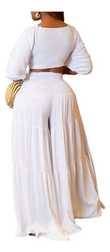 Conjunto De Pantalones De Cintura Alta De Pierna Ancha Con P