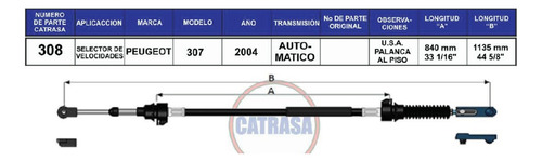 Chicote Selector De Velocidades Peugeot 307 Automatico