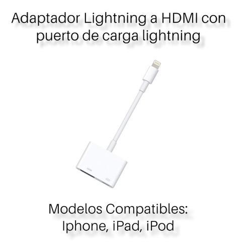 Adaptador Lightning A Hdmi 1080p Con Puerto De Carga Lightni