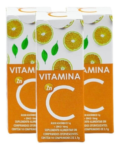 Kit 3x Vitamina C Efervescente + Zinco - A2f 