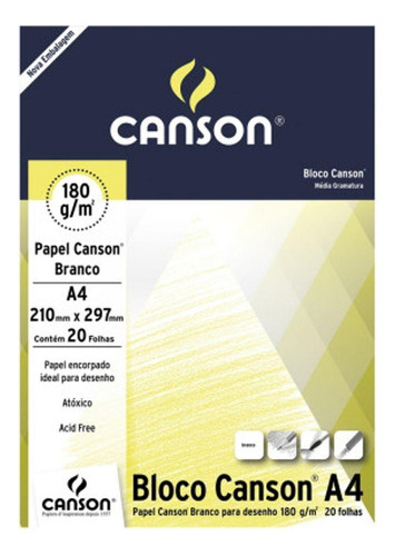 Bloco De Papel Para Desenho Branco 180 G Canson