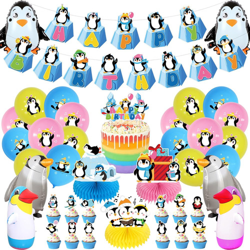 Decoración De Fiesta De Cumpleaños De Pingüino, Suministros 