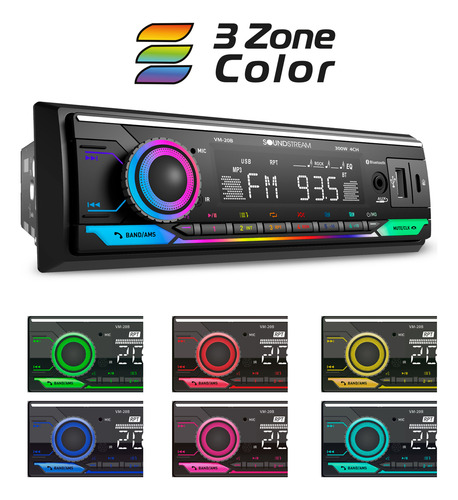 Kit Autoestéreo Bt Usb C/carga+ 4 Bocinas 6.5 By Soundstream