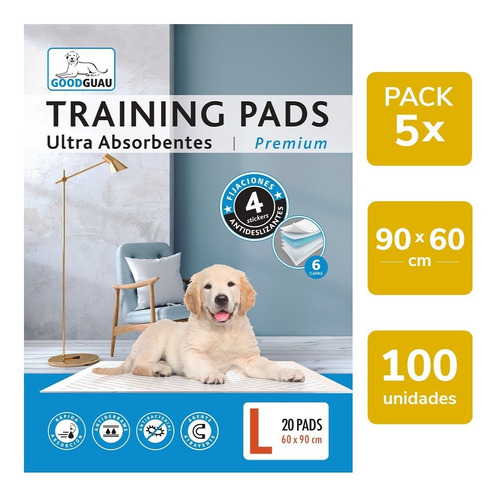 Imagen 2 de 10 de 100 Pañales Sabanilla Entrenamiento Mascota Perro - 90x60 Cm