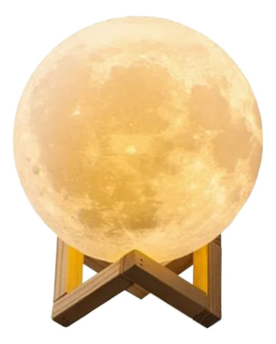 Lámpara Luna Impresión 3d Control Táctil De Brillo