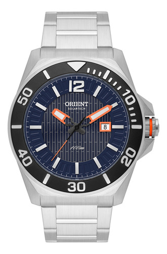 Relógio Orient Solartech Mbss1500 D2sx - Revendedor Correia Prateado Bisel Prateado Fundo Azul