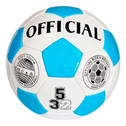 Pelota Futbol N° 5 Official 1824 Shine Color Celeste - Blanco