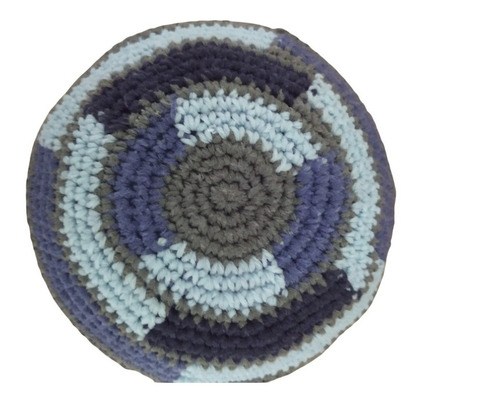 Kipá Tejida A Crochet Con Diseño De 4 Colores