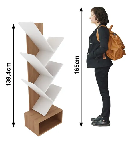 Biblioteca Librero Repisa Estanteria - 050x140x032 - 1726 Color Almendra/Blanco