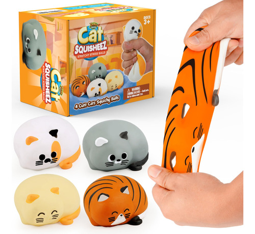 Yoya Toys Squisheez Cat - Paquete De 4 Bolas Suaves Y Esponj