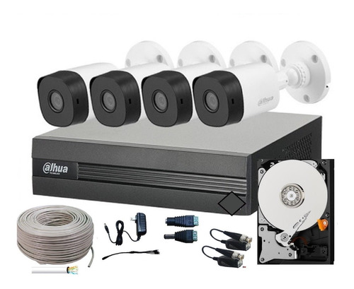 Kit 4 Camaras 2mp Metalicas Dvr 1080p Lite Baluns Utp Disco 