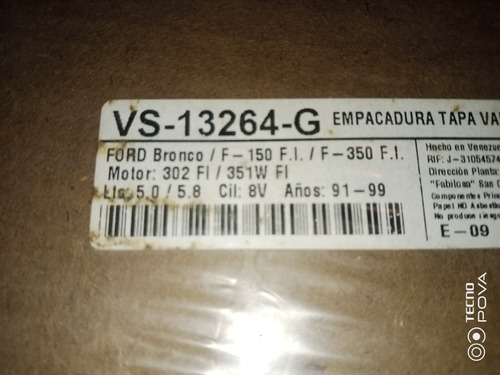 Empacadura Tapa Válvula Vs-13264-g / Ford Bronco F-150 F-350