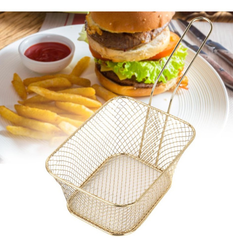 X3 Mini Cesta Para Servir Papas Frita Dorado Canasto 14x10x7