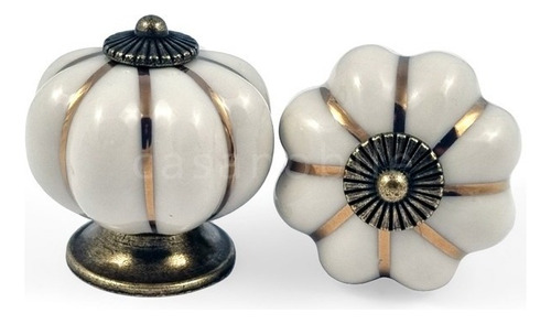12 X Puxador Gaveta Porcelana Abóbora Cerâmica Armário Retro Cor C1046 - Areia