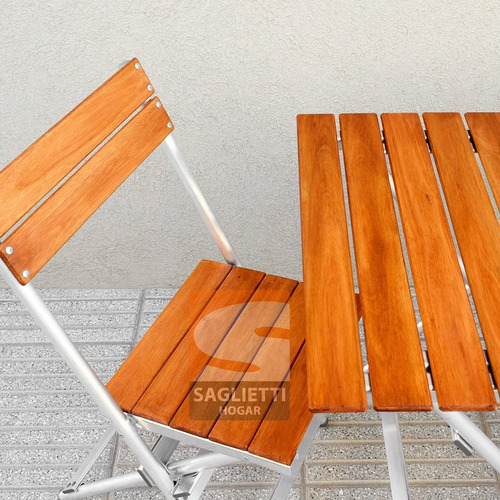 Imagen 7 de 9 de Silla Plegable Aluminio Madera Balcon Jardin Camping Playa