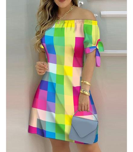 Vestido De Un Hombro Con Estampado De Moda Para Mujer