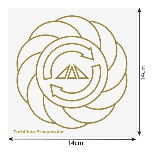 Placa decorativa Master Chi Radiônico Radiestesia Prosperidade Sucesso de gráfico feng shui ps poliestireno com desenho Turbilhão Prosperador 14cm de largura x 14cm de altura