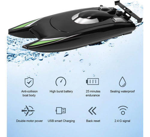 Control Remoto De Doble Motor Rc Boat Toy, 2,4 G, 30 Km/h, C